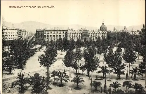 Ak Barcelona Katalonien Spanien, Plaza de Cataluna