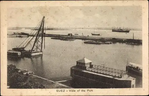Ak Suez Ägypten, View of the Port