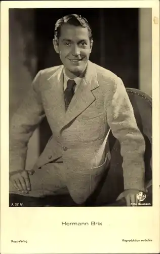 Ak Schauspieler Hermann Brix, Portrait, Ross Verlag A 3111/1