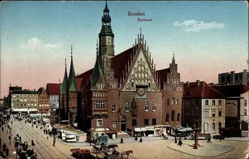 Ak Wrocław Breslau Schlesien, Rathaus