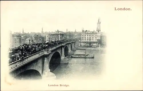 Ak London, View of the London Bridge, Boats