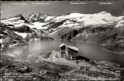 Ak Stubach Uttendorf in Salzburg, Rudolfshütte am Weißsee, Bergpanorama, Sonnblick