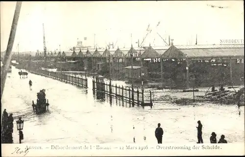 Ak Anvers Antwerpen Flandern, Debordement de l'Escaut 12 Mars 1906, Overstrooming der Schelde
