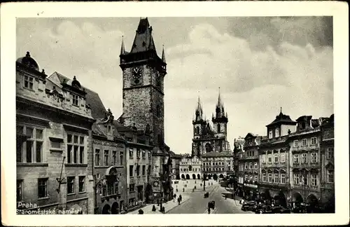 Ak Praha Prag Tschechien, Altstädter Ringplatz mit Rathaus, St. Kynzl, Kirche