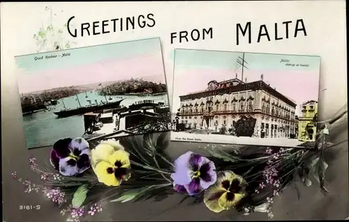 Ak Valletta Malta, Harbour, Gebäude