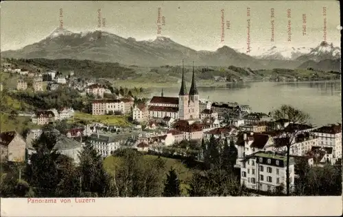 Ak Luzern Stadt Schweiz, Panorama vom Ort, Gebirge