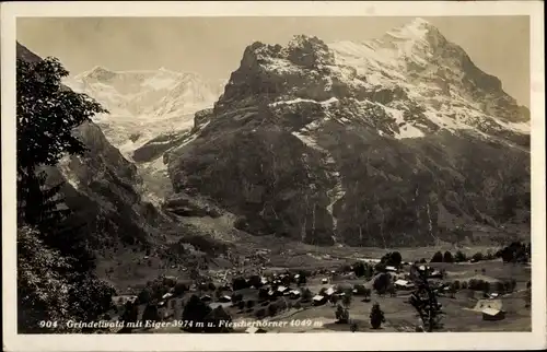 Ak Kanton Bern, Grindelwald mit Eiger und Fiescherhörnern