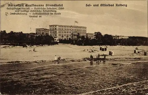 Ak Kołobrzeg Ostseebad Kolberg Pommern, Kuranstalt Kauffmanns Strandhotel