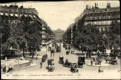 Ak Paris I Louvre, L'Avenue de l'Opera prise de l'Hotel du Louvre