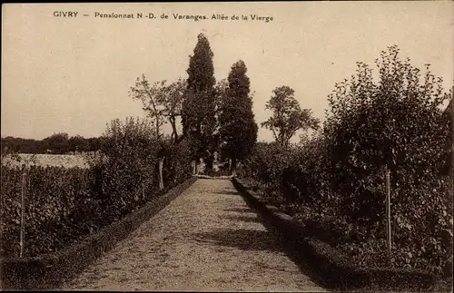 Ak Givry Saône et Loire, Pensionnat Notre Dame de Varanges, Allee de la Vierge