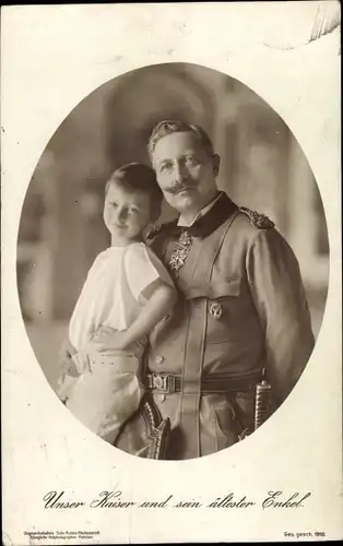 Ak Unser Kaiser und sein ältester Enkel, Kaiser Wilhelm II., Portrait