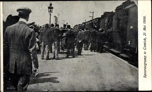 Ak Contich Kontich Flandern Antwerpen, Spoorwegramp 21 Mei 1908