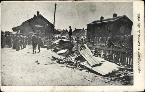 Ak Contich Kontich Flandern Antwerpen, Spoorwegramp 21 Mei 1908