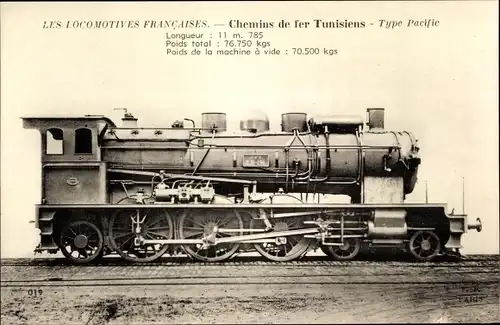 Ak Les Locomotives Francaises, Machine 231-191, Chemins de fer Tunisiens, Französische Eisenbahn
