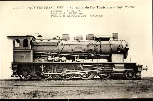 Ak Les Locomotives Francaises, Machine 231-191, Chemins de fer Tunisiens, Französische Eisenbahn