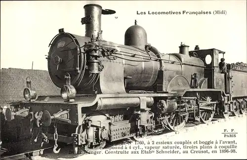 Ak Les Locomotives Francaises, Französ. Eisenbahn, Dampflokomotive, Chemin de fer Midi, Machine 1760