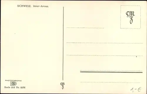 Ak Kanton Graubünden, Inner-Arosa, Nenke und Ostermaier Serie 216 Nr 3576