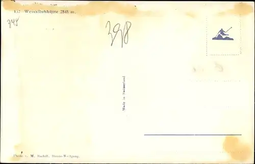 Ak Schweiz, Weißfluhhütte, Schweizerische Fahne