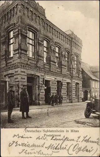 Ak Jelgava Mitau Lettland, Deutsches Soldatenheim, Poststraße