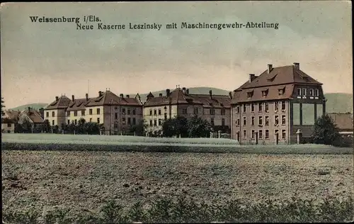 Ak Wissembourg Weißenburg Elsass Bas Rhin, Neue Kaserne Leszinsky, Maschinengewehr Abteilung