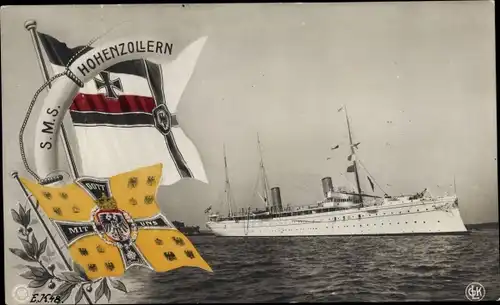 Ak Deutsches Kriegsschiff SMS Hohenzollern, Reichskriegsflagge, NPG