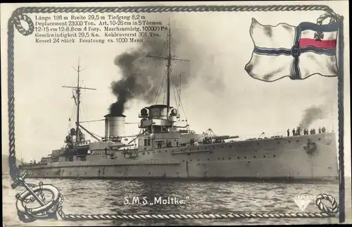 Ak Deutsches Kriegsschiff, SMS Moltke, Kaiserliche Marine