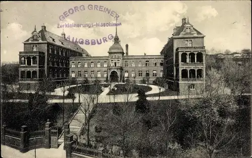 Ak Augsburg in Schwaben, Zerkleinerungs Maschinen Georg Greiner, Gebäude