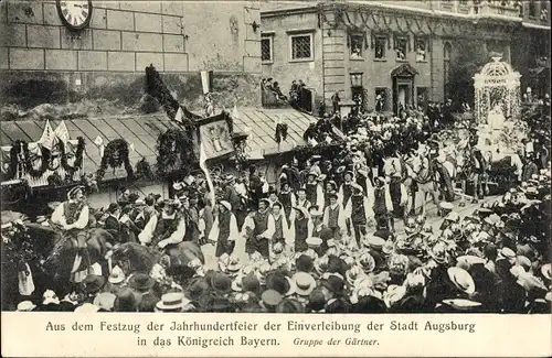 Ak Augsburg in Schwaben, Jahrhundertfeier der Einverleibung der Stadt in das Königreich Bayern