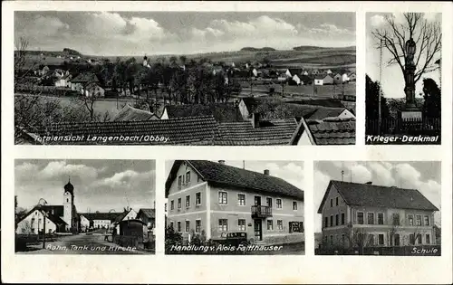 Ak Langenbach in Oberbayern, Handlung, Schule, Totalansicht, Kriegerdenkmal