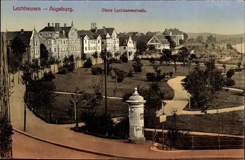 Ak Lechhausen Augsburg in Schwaben, Obere Lechdammstraße, Litfaßsäule