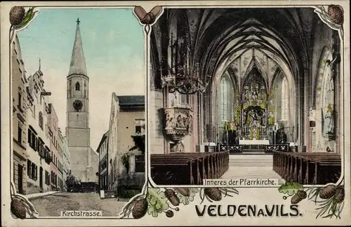 Ak Velden an der Vils Niederbayern, Kirchstraße, Pfarrkirche, Innenansicht