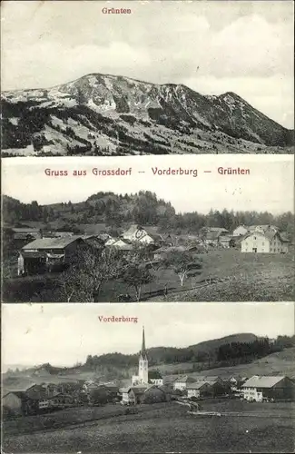 Ak Vorderburg Rettenberg Allgäu, Großdorf, Grünten, Ortsansichten
