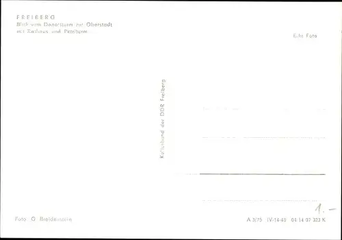 Ak Freiberg in Sachsen, Blick vom Donatsturm zur Oberstadt mit Rathaus und Petriturm