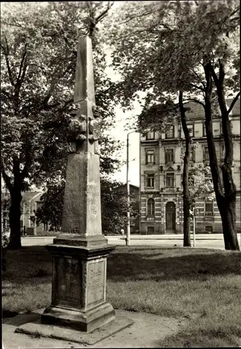 Ak Freiberg in Sachsen, Postmeilensäule Ecke Hornstraße und Karl-Marx-Straße