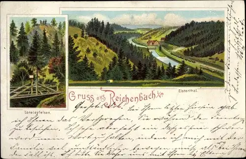 Litho Reichenbach im Vogtland, Elsterthal, Loreleyfelsen
