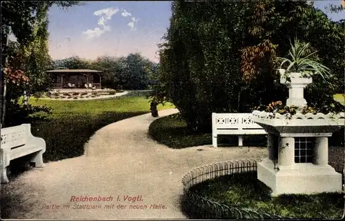 Ak Reichenbach im Vogtland, Stadtpark, neue Halle