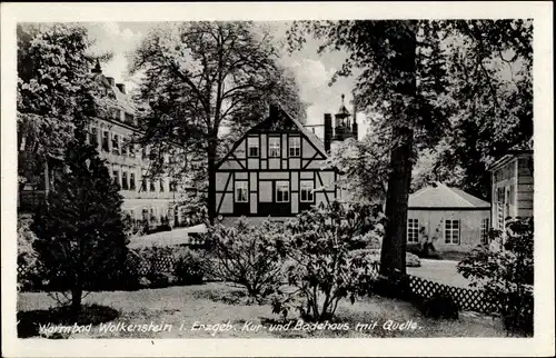 Ak Warmbad Wolkenstein Erzgebirge, Kur- und Badehaus mit Quelle