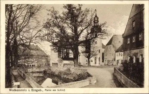 Ak Wolkenstein im Erzgebirge, Partie am Schloss