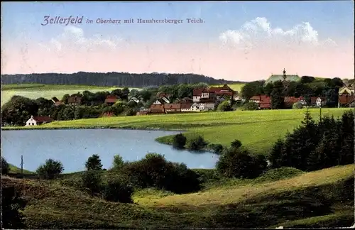 Ak Clausthal Zellerfeld im Oberharz, Blick auf Hausherzberger Teich
