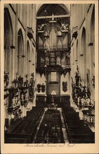 Ak Lübeck, Marienkirche, Innenansicht, Orgel, Altar