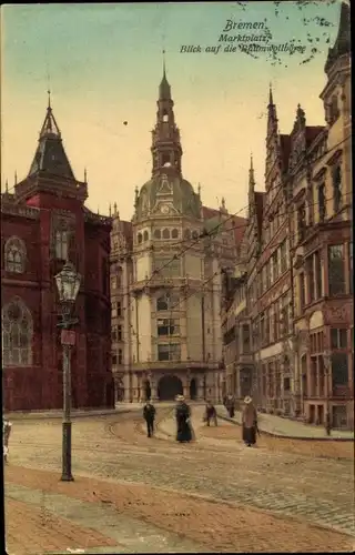 Ak Hansestadt Bremen, Marktplatz, Baumwollbörse