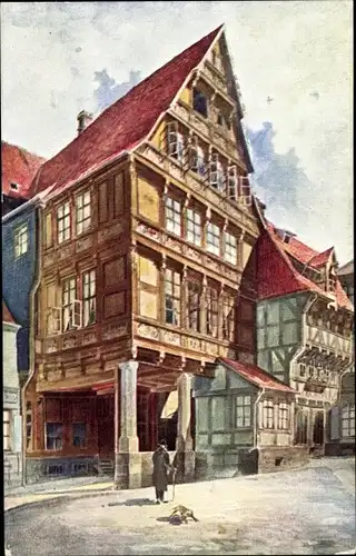 Künstler Ak Heyer, R., Hildesheim in Niedersachsen, Das Pfeilerhaus am Andreasplatz