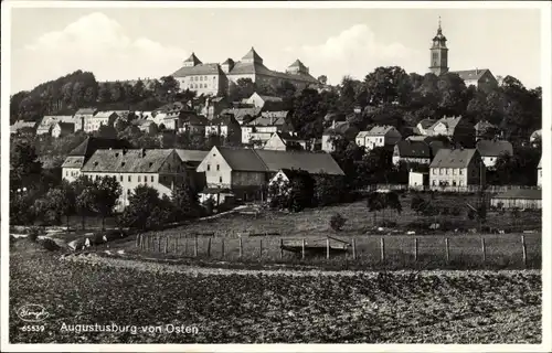Ak Augustusburg im Erzgebirge, Panorama von Osten aus gesehen
