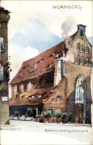 Künstler Litho Schmidt, Franz, Nürnberg, Das Bratwurstglöcklein