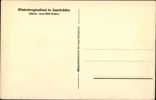 Ak Saarbrücken im Saarland, Winterbergdenkmal, Turm