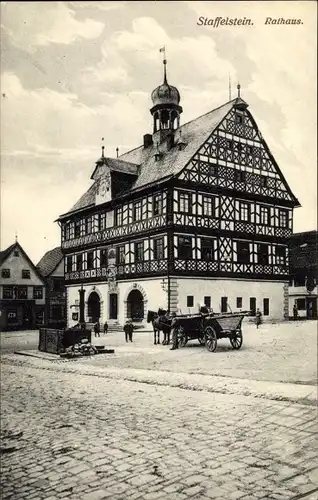 Ak Bad Staffelstein am Main Oberfranken,  Rathaus, Fuhrwerk