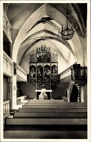 Ak Ehrenfriedersdorf im Erzgebirge, St. Nikolaskirche, Gotischer Hochaltar