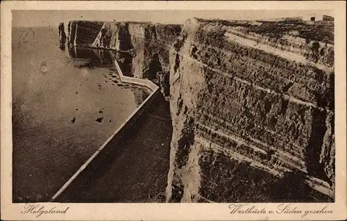 Ak Nordseeinsel Helgoland, Westküste von Süden gesehen