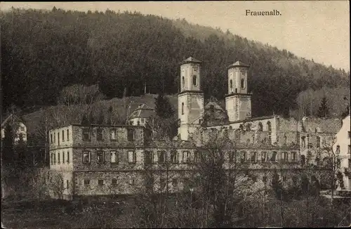 Ak Frauenalb Schielberg Marxzell im Schwarzwald, Klosterruine Frauenalb