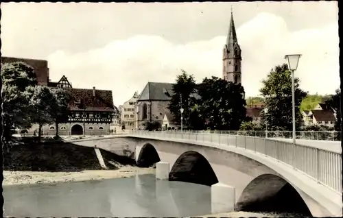 Ak Gaildorf am Kocher Baden Württemberg, Brücke, Kirche